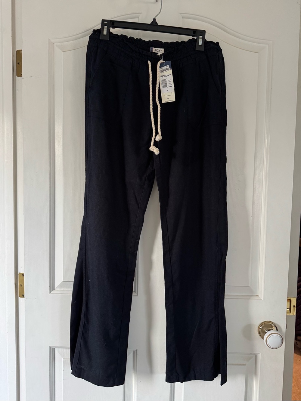 Roxy NWT drawstring linen pants ‘Oceanside pant’ Medium, black